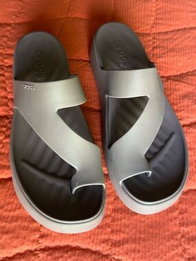 CROCS women Gray Slide Sandals - Lightweight Slip-On Comfort